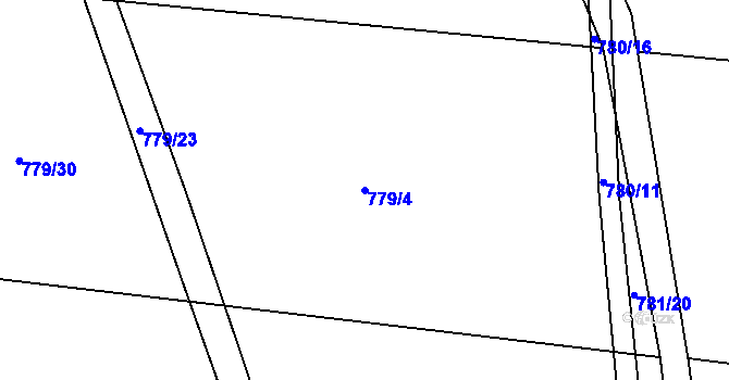 Parcela st. 779/4 v KÚ Tušť, Katastrální mapa