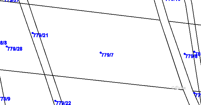 Parcela st. 779/7 v KÚ Tušť, Katastrální mapa