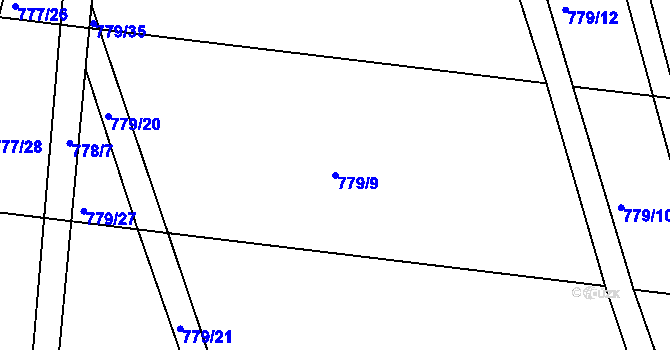 Parcela st. 779/9 v KÚ Tušť, Katastrální mapa