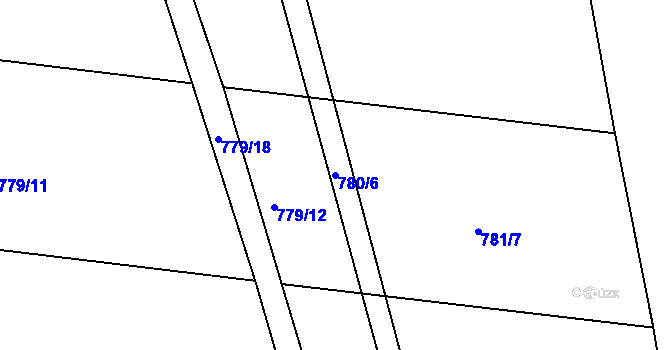 Parcela st. 780/6 v KÚ Tušť, Katastrální mapa