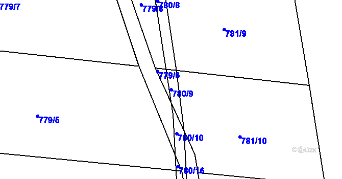 Parcela st. 780/9 v KÚ Tušť, Katastrální mapa
