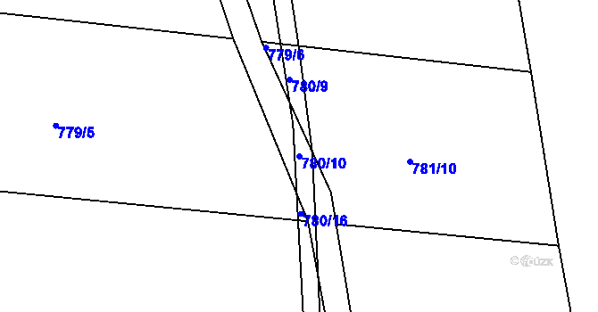 Parcela st. 780/10 v KÚ Tušť, Katastrální mapa