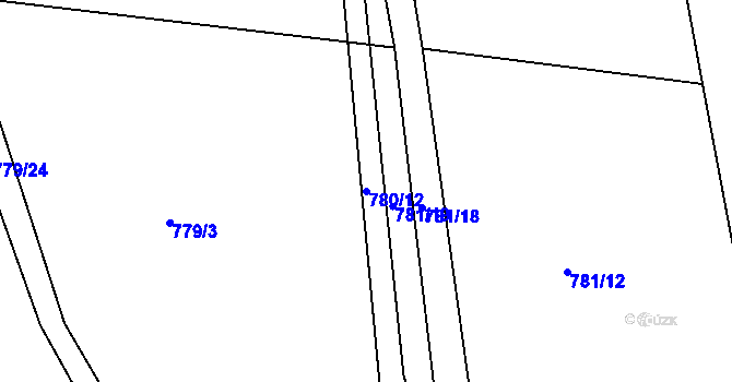 Parcela st. 780/12 v KÚ Tušť, Katastrální mapa