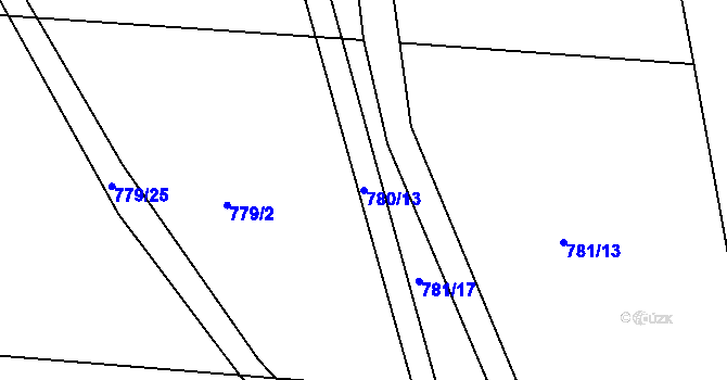 Parcela st. 780/13 v KÚ Tušť, Katastrální mapa