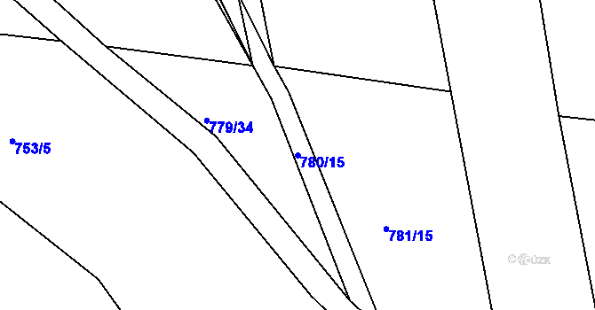 Parcela st. 780/15 v KÚ Tušť, Katastrální mapa