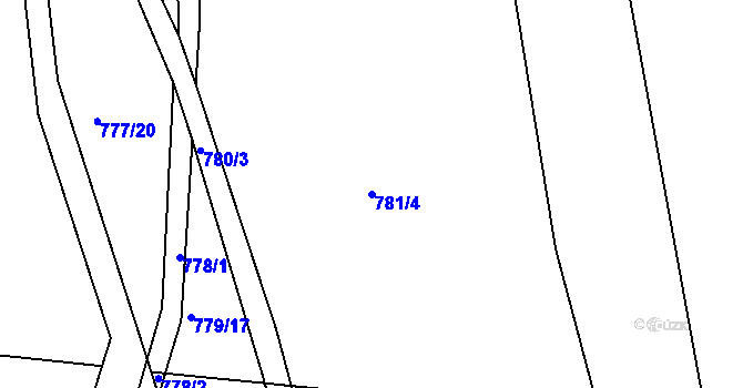 Parcela st. 781/4 v KÚ Tušť, Katastrální mapa