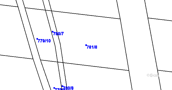 Parcela st. 781/8 v KÚ Tušť, Katastrální mapa