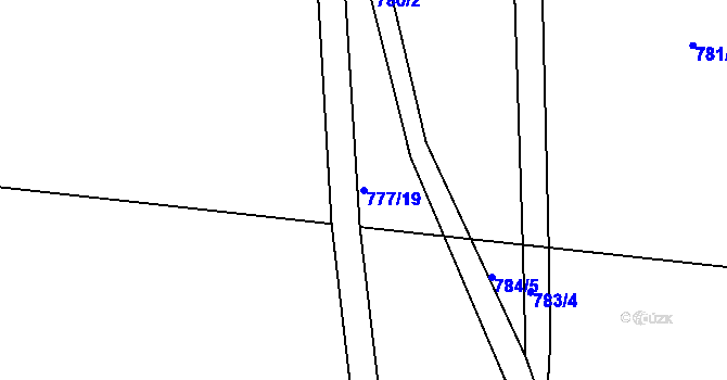 Parcela st. 777/19 v KÚ Tušť, Katastrální mapa