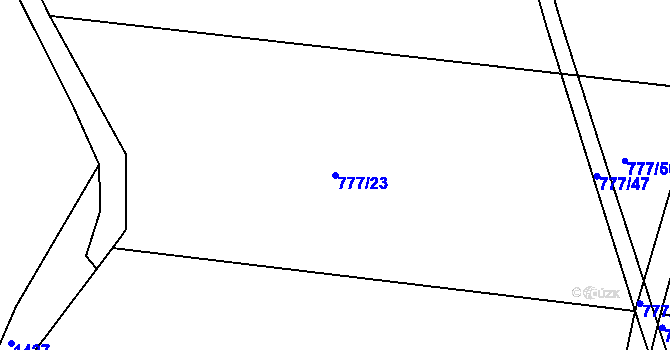 Parcela st. 777/23 v KÚ Tušť, Katastrální mapa
