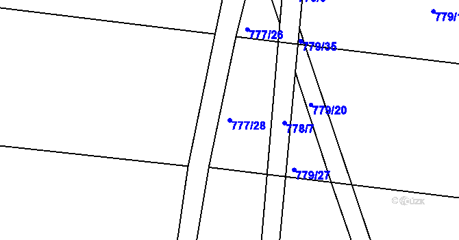 Parcela st. 777/28 v KÚ Tušť, Katastrální mapa