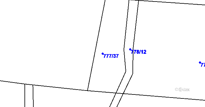Parcela st. 777/37 v KÚ Tušť, Katastrální mapa