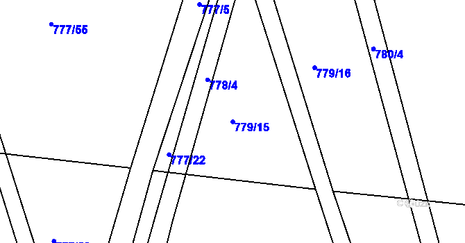 Parcela st. 779/15 v KÚ Tušť, Katastrální mapa