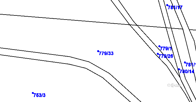 Parcela st. 779/33 v KÚ Tušť, Katastrální mapa