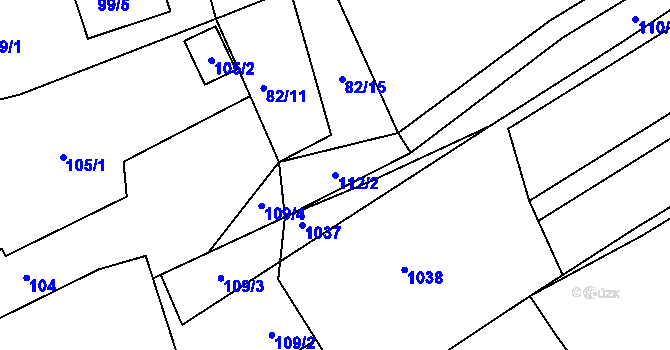 Parcela st. 112/2 v KÚ Tušť, Katastrální mapa