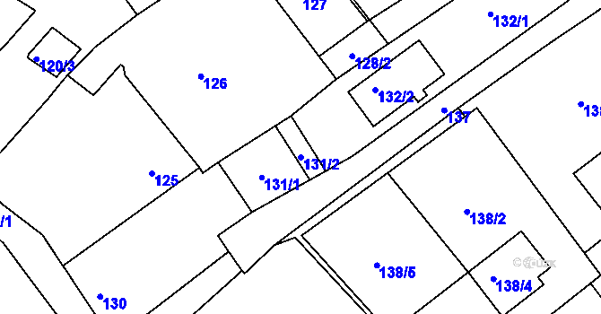 Parcela st. 131/2 v KÚ Tušť, Katastrální mapa