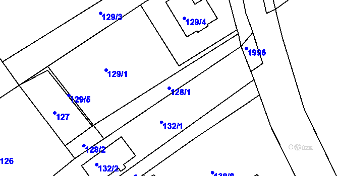 Parcela st. 128/1 v KÚ Tušť, Katastrální mapa