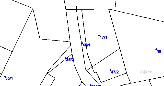Parcela st. 46/1 v KÚ Tušť, Katastrální mapa