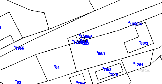 Parcela st. 66/3 v KÚ Tušť, Katastrální mapa