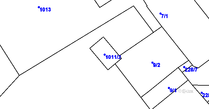 Parcela st. 1011/2 v KÚ Tušť, Katastrální mapa