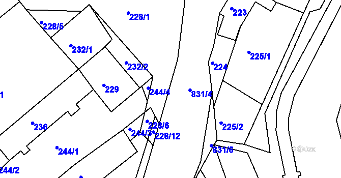 Parcela st. 228/13 v KÚ Tušť, Katastrální mapa