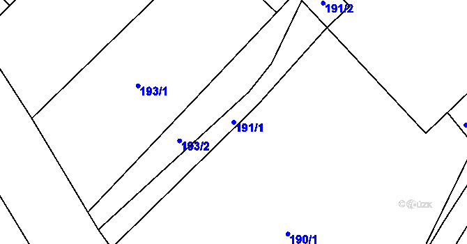 Parcela st. 191/1 v KÚ Tušť, Katastrální mapa