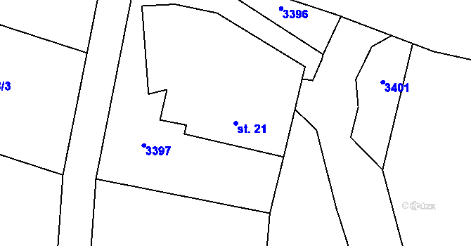 Parcela st. 21 v KÚ Tutleky, Katastrální mapa