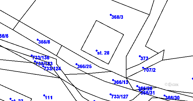 Parcela st. 28 v KÚ Tutleky, Katastrální mapa