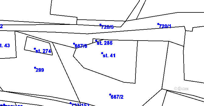 Parcela st. 41 v KÚ Tutleky, Katastrální mapa