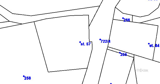 Parcela st. 57 v KÚ Tutleky, Katastrální mapa