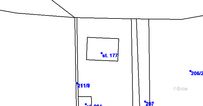 Parcela st. 177 v KÚ Tutleky, Katastrální mapa