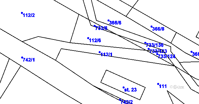 Parcela st. 112/1 v KÚ Tutleky, Katastrální mapa