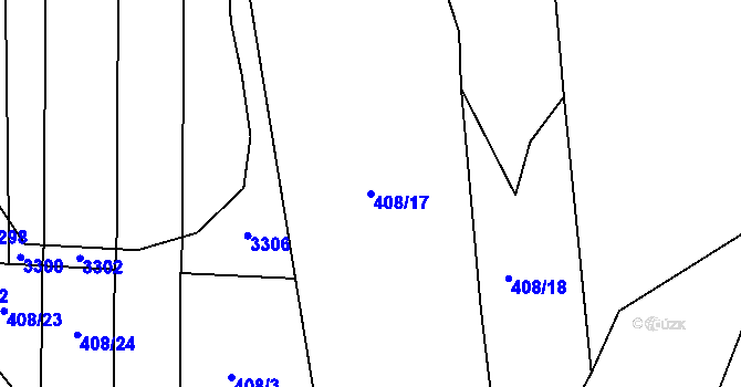 Parcela st. 408/17 v KÚ Tutleky, Katastrální mapa