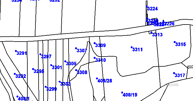 Parcela st. 413 v KÚ Tutleky, Katastrální mapa