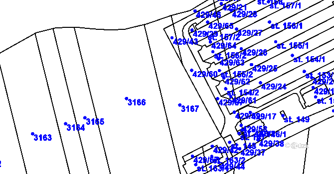 Parcela st. 429/16 v KÚ Tutleky, Katastrální mapa
