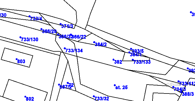 Parcela st. 733/112 v KÚ Tutleky, Katastrální mapa