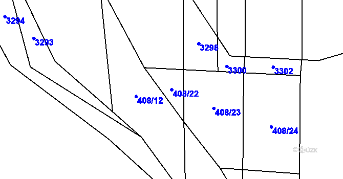 Parcela st. 408/22 v KÚ Tutleky, Katastrální mapa