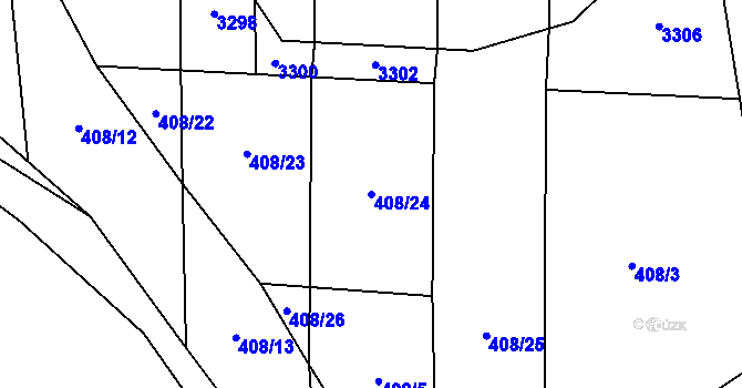 Parcela st. 408/24 v KÚ Tutleky, Katastrální mapa