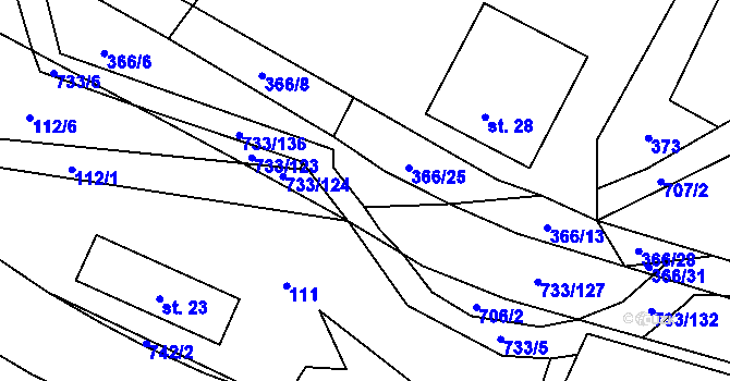 Parcela st. 733/126 v KÚ Tutleky, Katastrální mapa