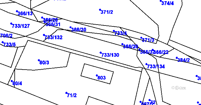 Parcela st. 733/130 v KÚ Tutleky, Katastrální mapa