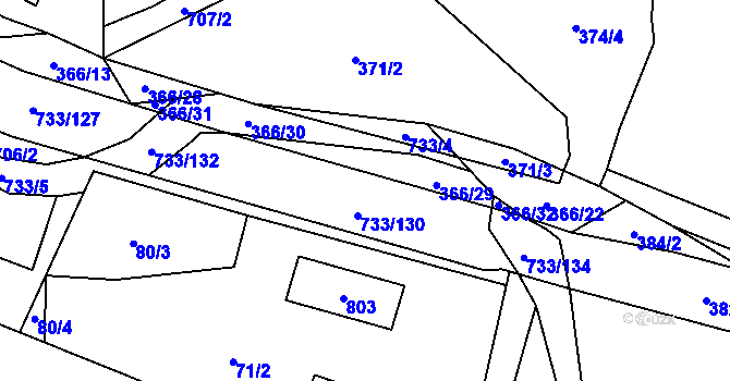Parcela st. 733/131 v KÚ Tutleky, Katastrální mapa
