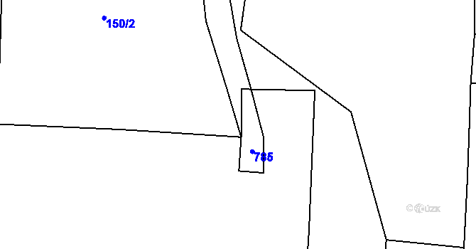 Parcela st. 150/5 v KÚ Tutleky, Katastrální mapa