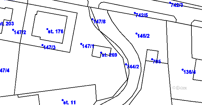 Parcela st. 269 v KÚ Tutleky, Katastrální mapa