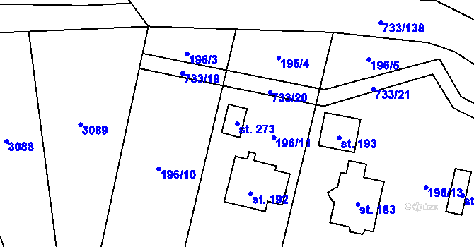 Parcela st. 273 v KÚ Tutleky, Katastrální mapa
