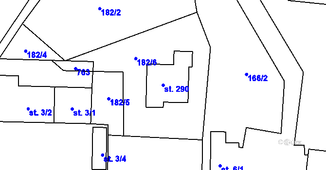 Parcela st. 290 v KÚ Tutleky, Katastrální mapa