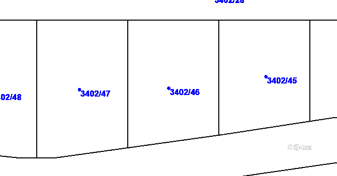 Parcela st. 3402/46 v KÚ Tutleky, Katastrální mapa