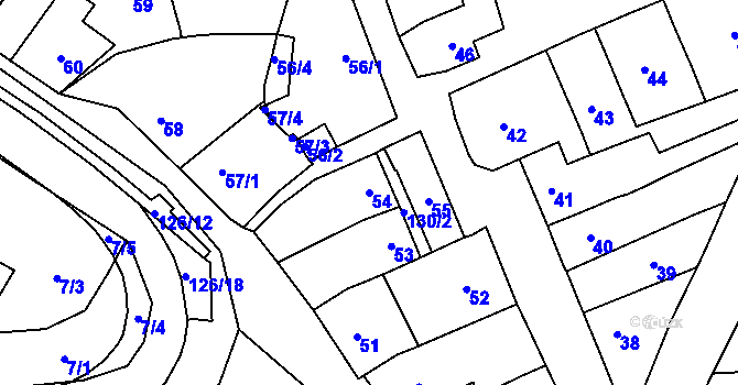 Parcela st. 54 v KÚ Tvarožná, Katastrální mapa