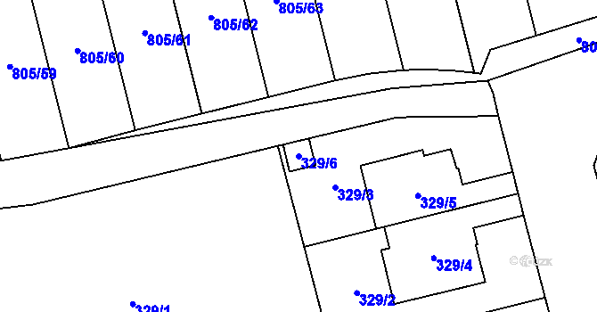 Parcela st. 329/6 v KÚ Tvarožná, Katastrální mapa