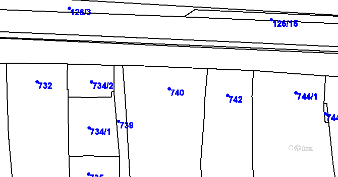 Parcela st. 740 v KÚ Tvarožná, Katastrální mapa