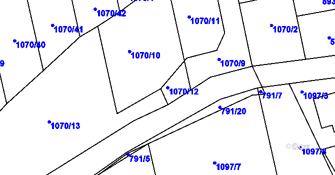 Parcela st. 1070/12 v KÚ Tvarožná, Katastrální mapa