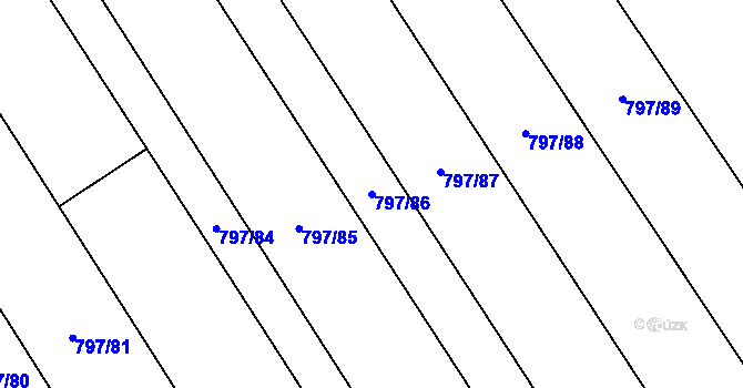 Parcela st. 797/86 v KÚ Tvarožná, Katastrální mapa